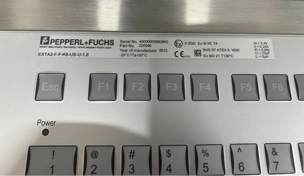 Pepperl+Fuchs EXTA2-F-F-K6-US-U-1.8 Industrial Keyboard with Trackball – ATEX II 2GD Ex ib IIC T4