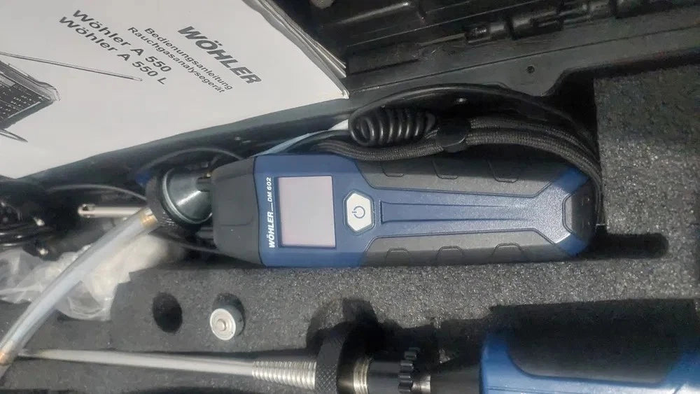 Wöhler A 550 Rauchgasanalysator-Set | O₂ CO-Verbrennungsanalyse | DM 602 + TD 100 Drucker