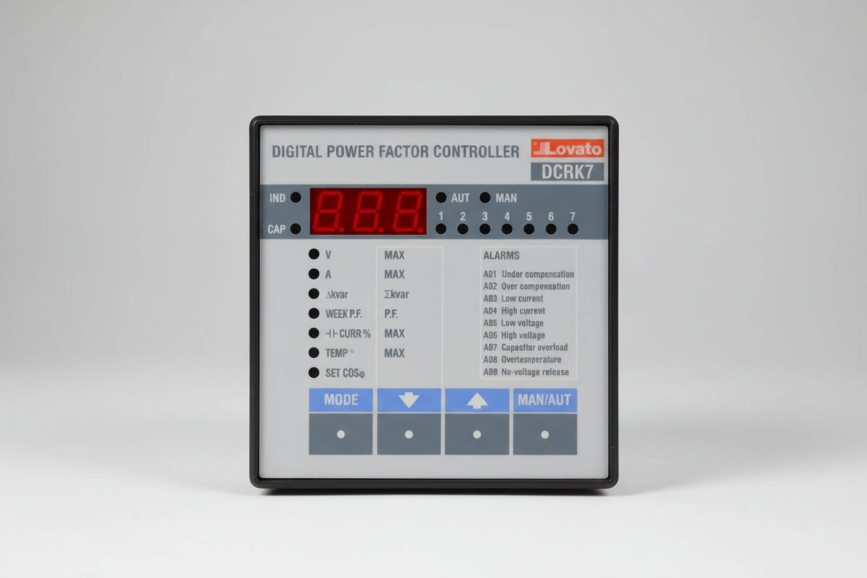 Lovato DCRK7 Digital Power Factor Controller | 7-Step PFC Relay | 380–415 VAC