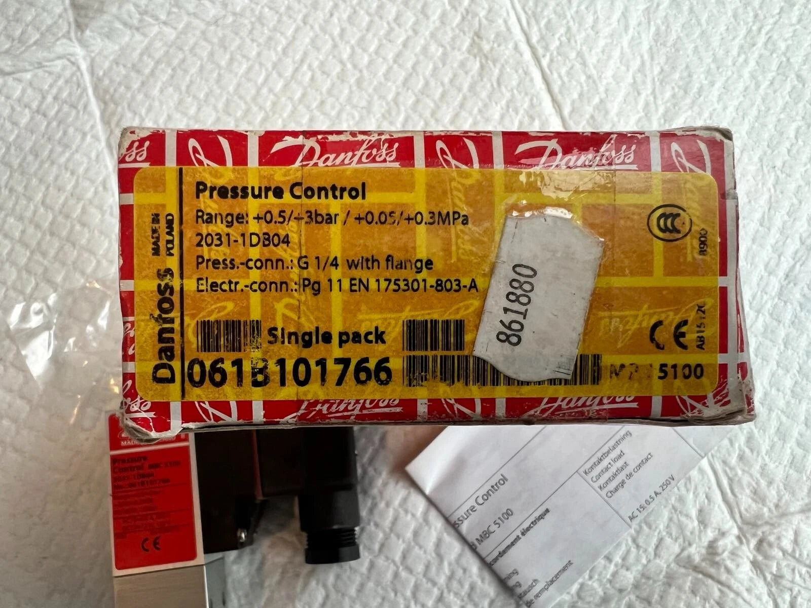 Presostato Danfoss MBC 5100 +0,5…3 bar | G1/4 | N.º de pieza: 061B101766