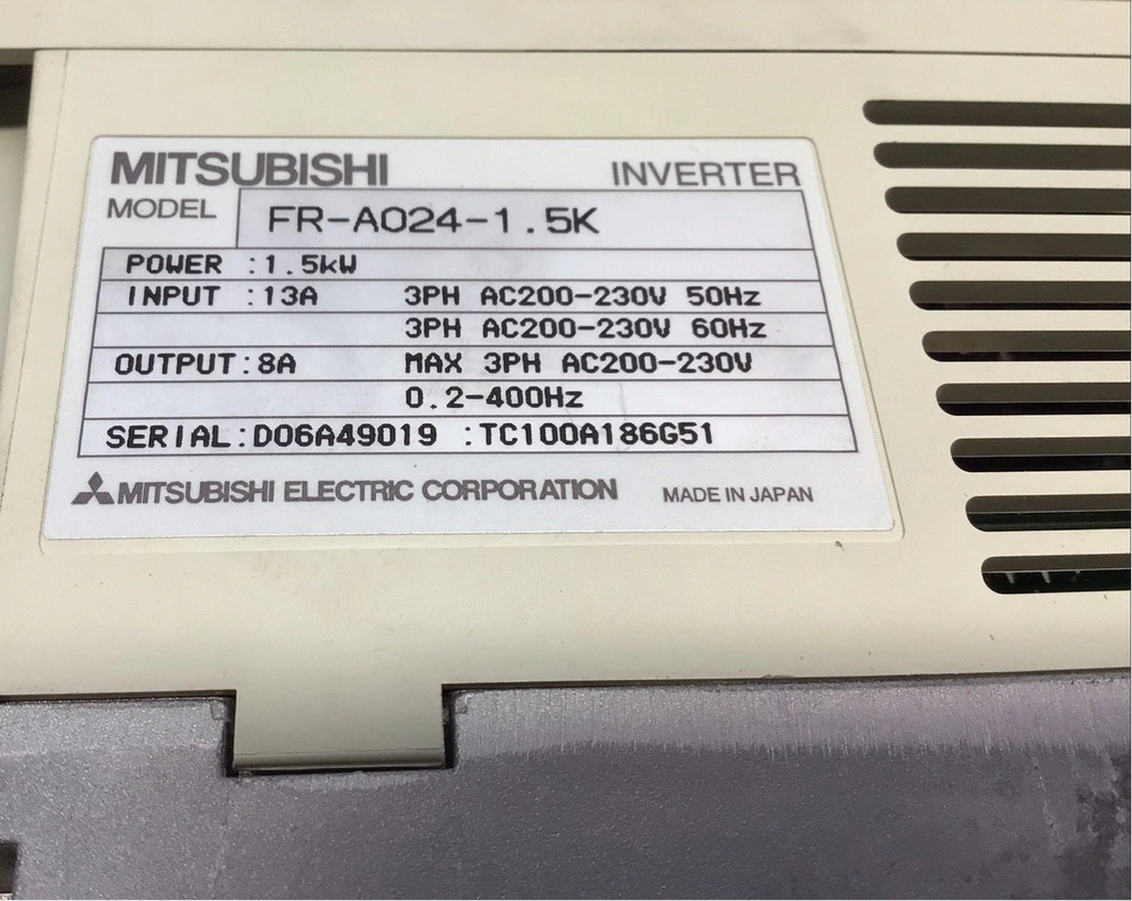 Mitsubishi FR-A024-1.5K Wechselrichter | 1,5 kW | 3-phasig 200–230 V | FR-A-Serie