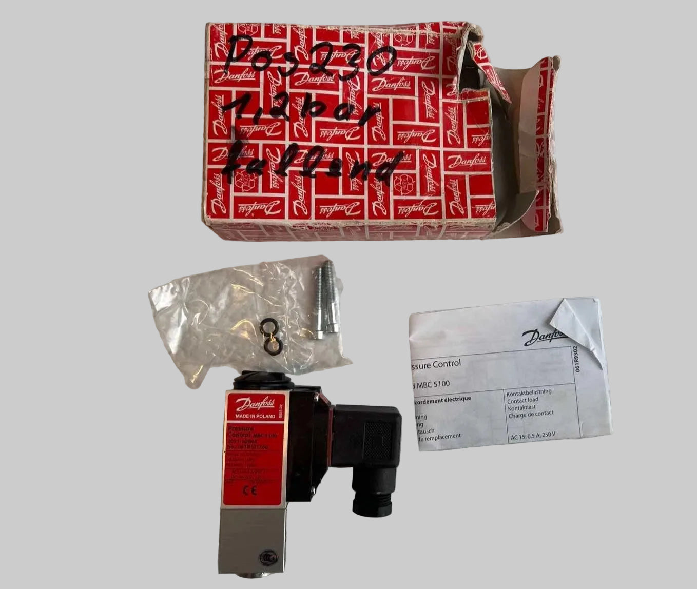 Presostato Danfoss MBC 5100 +0,5…3 bar | G1/4 | N.º de pieza: 061B101766