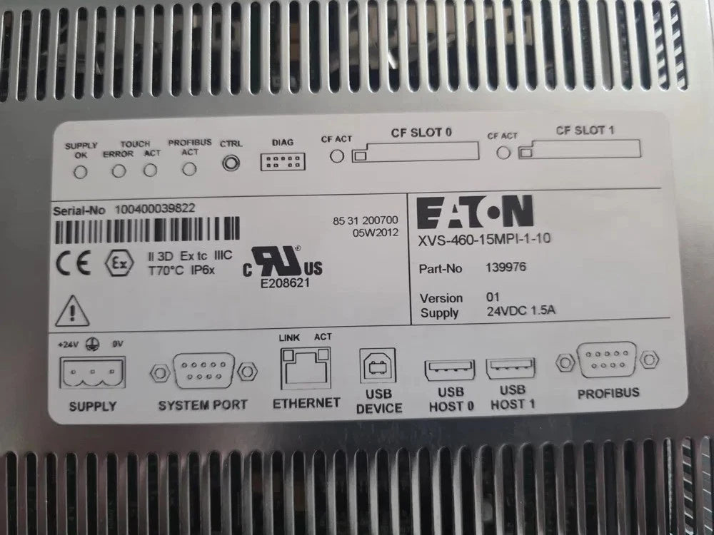 Eaton XVS-460-15MPI-1-10 HMI Touch Panel – Part No. 139976 – 24VDC – Ethernet / USB / PROFIBUS