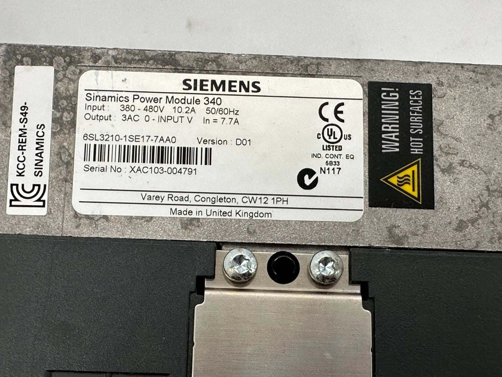 Siemens SINAMICS S120 Power Module 340 6SL3210-1SE17-7AA0