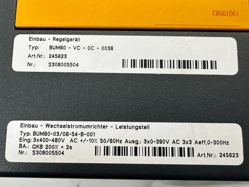 Baumüller BUM60 Servoantrieb BUM60-VC-OC-0036 + Leistungsmodul BUM60-03/06-54-B-001 | 3×400–480 V