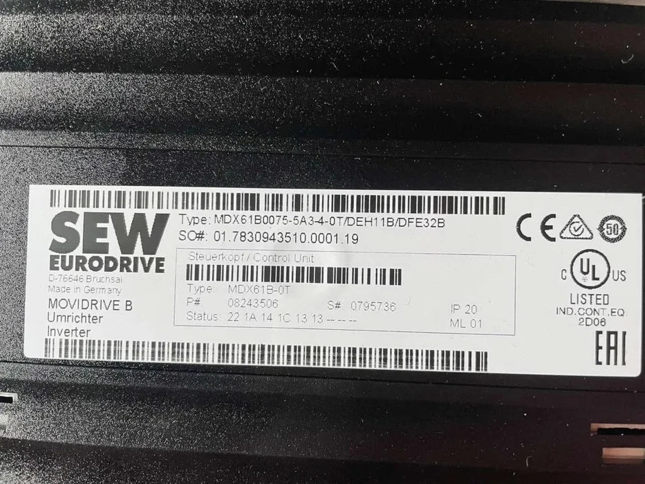SEW MOVIDRIVE B MDX61B0075-5A3-4-0T + DEH11B + DFE32B | 400 V Frequency Inverter