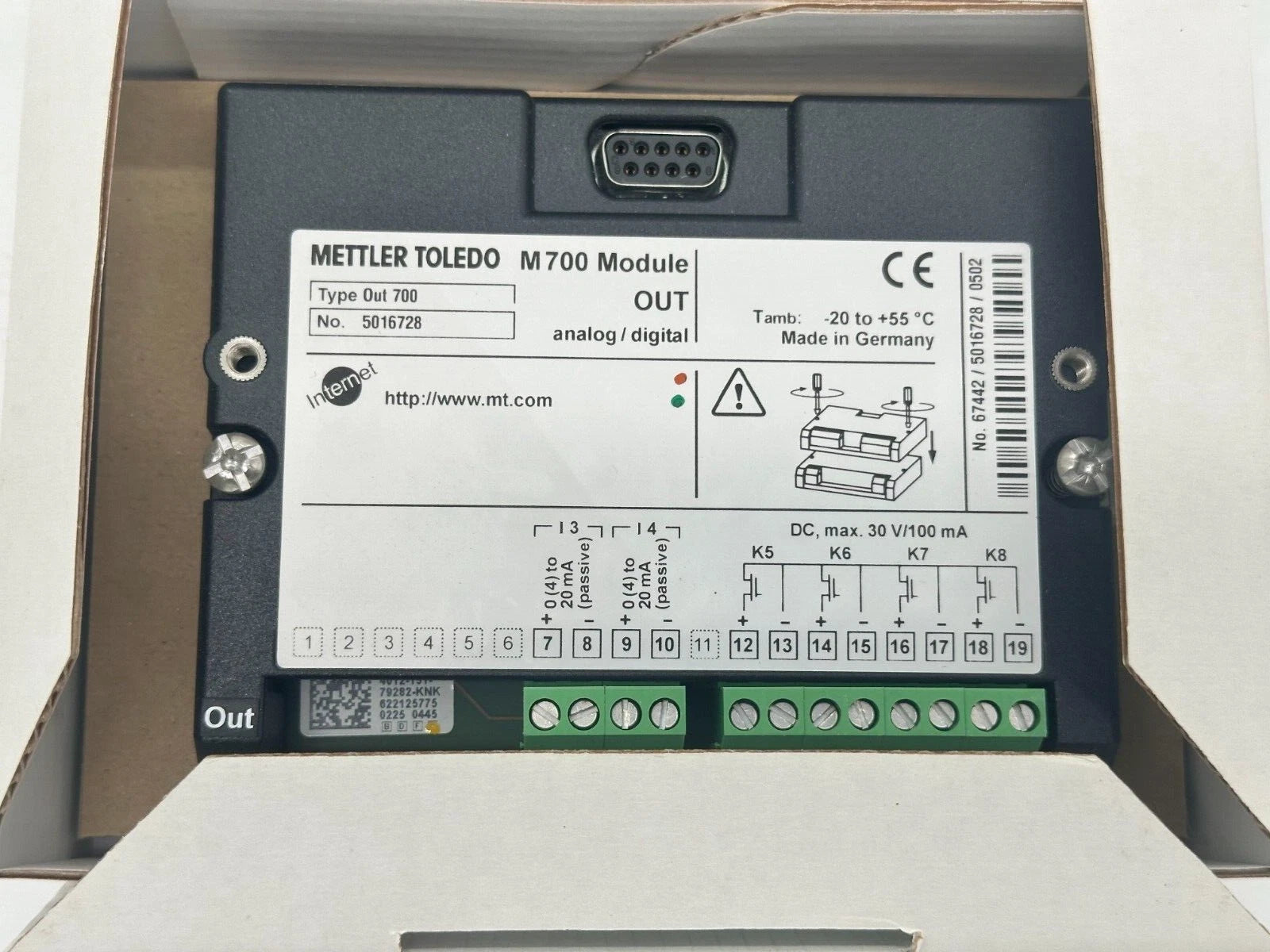 Mettler Toledo M700 OUT 700 Analog/Digital Output Module – Type Out 700, Art. No. 52 121 177