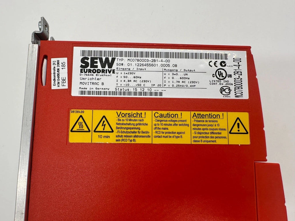 SEW-EURODRIVE MOVITRAC® B MC07B0003-2B1-4-00 Frequenzumrichter 0,25 kW