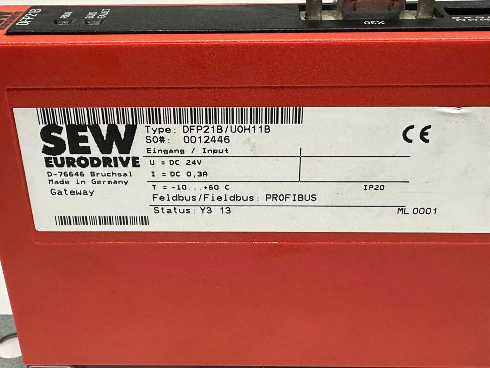 SEW-EURODRIVE DFP21B/UOH11B PROFIBUS Gateway Interface Module 24V DC