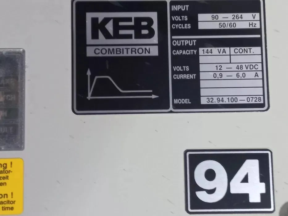 Módulo de fuente de alimentación KEB COMBITRON 32.94.100-0728: 12–48 VCC, 144 VA, entrada de 90–264 VCA