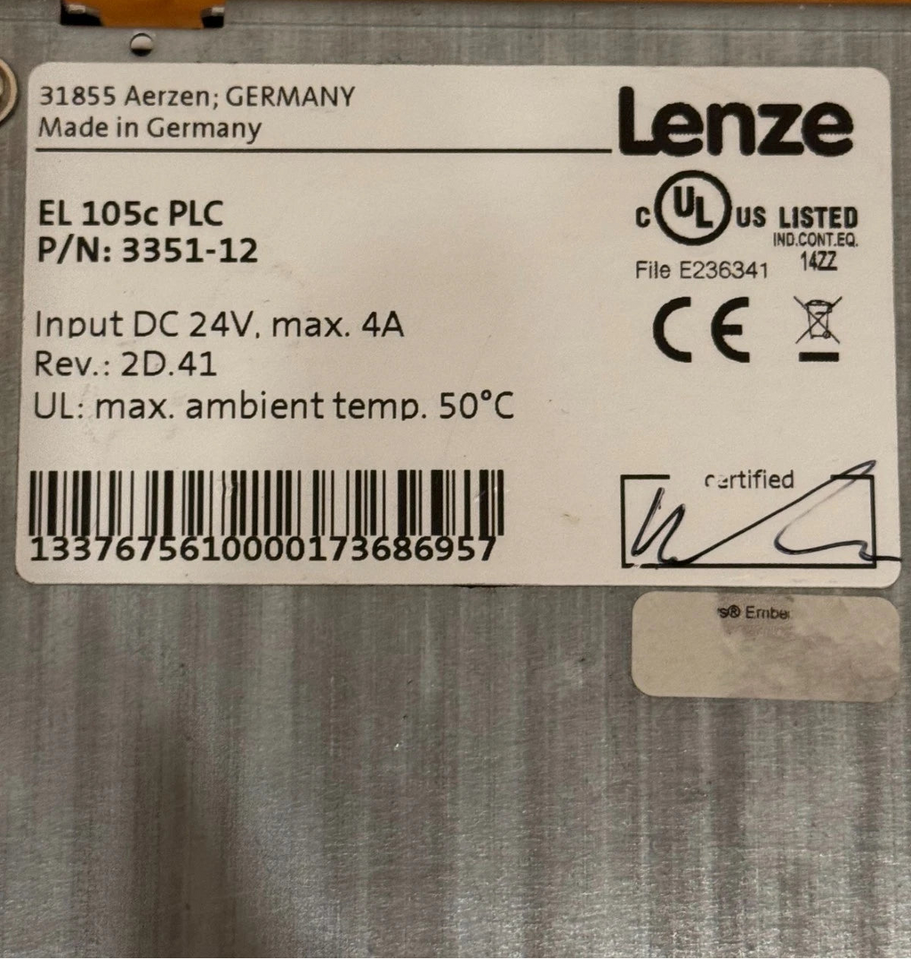 Lenze EL 105c PLC HMI Operator Panel, 24 V DC, Windows CE, Ethernet USB CAN (P/N 3351-12)