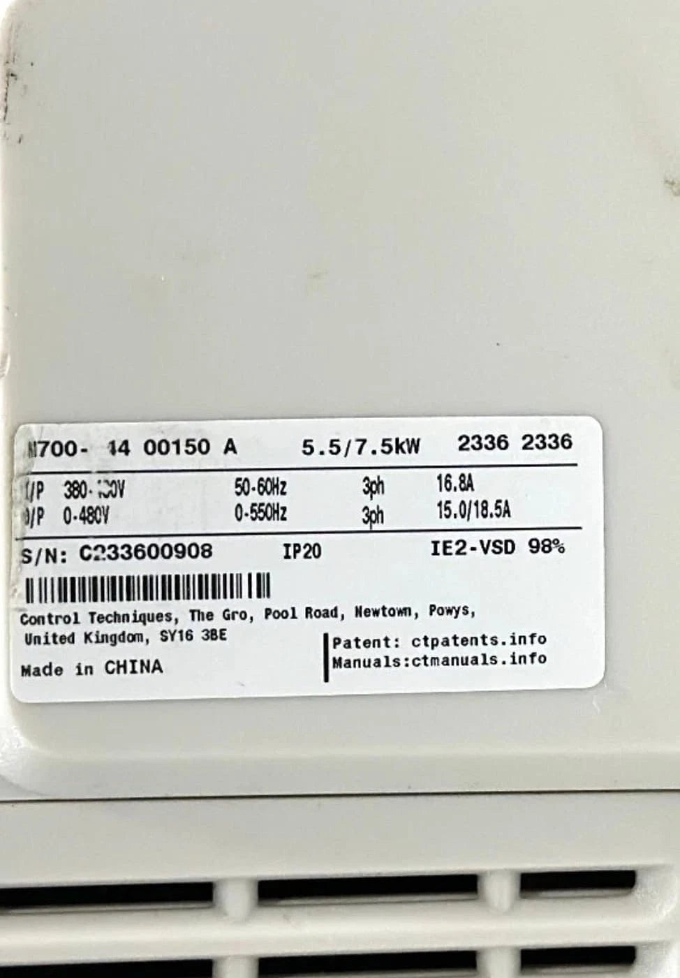 Nidec Control Techniques Unidrive M701-014-00150A 5.5/7.5kW 380–480V AC Drive