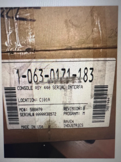 Raven Rev.B 063-0171-183 SCS 440 Spray Control Console 3 Boom Control