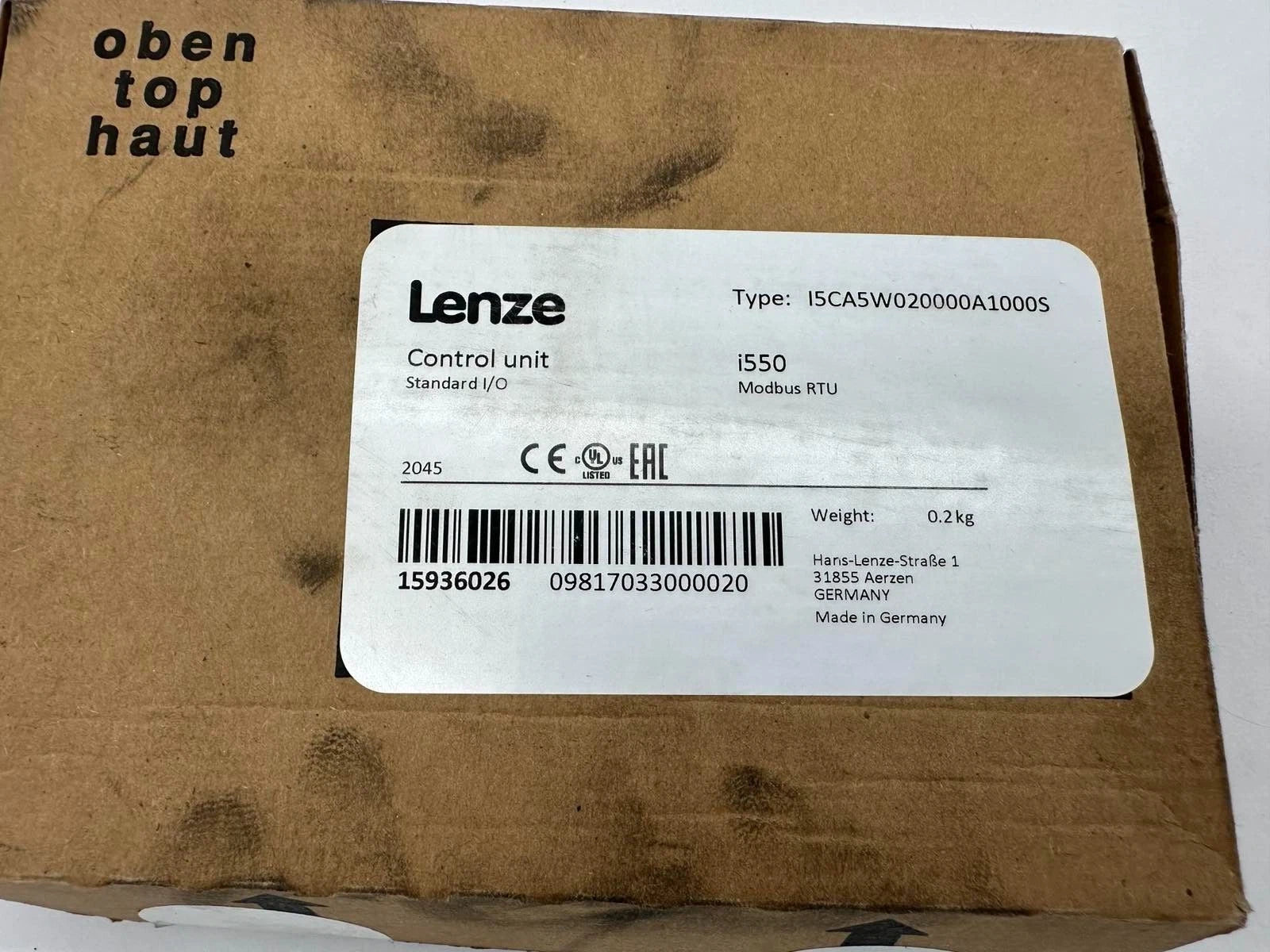 Lenze i550 Control Unit I5CA5W020000A1000S – Standard I/O, Modbus RTU Drive Control Module