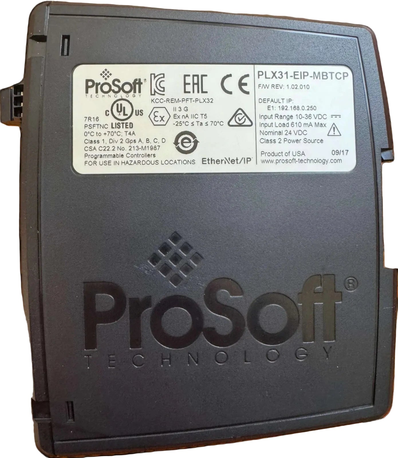 ProSoft Technology PLX31-EIP-MBTCP Ethernet/IP to Modbus TCP Gateway