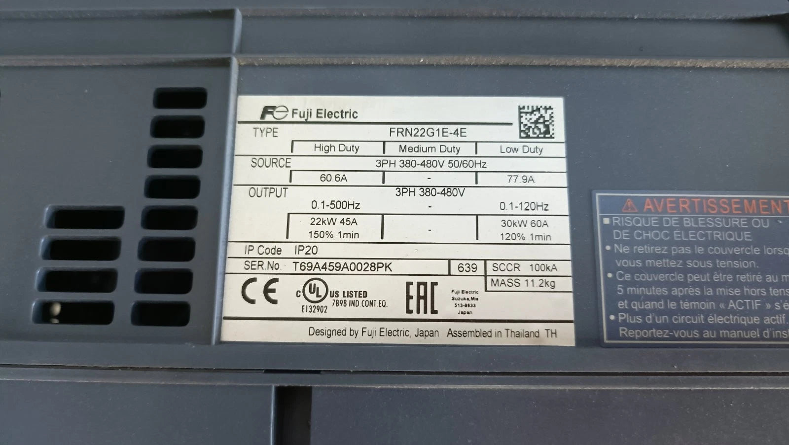 Inversor de frecuencia Fuji Electric FRN22G1E-4E 22 kW 380-480 V 3 fases FRENIC Drive