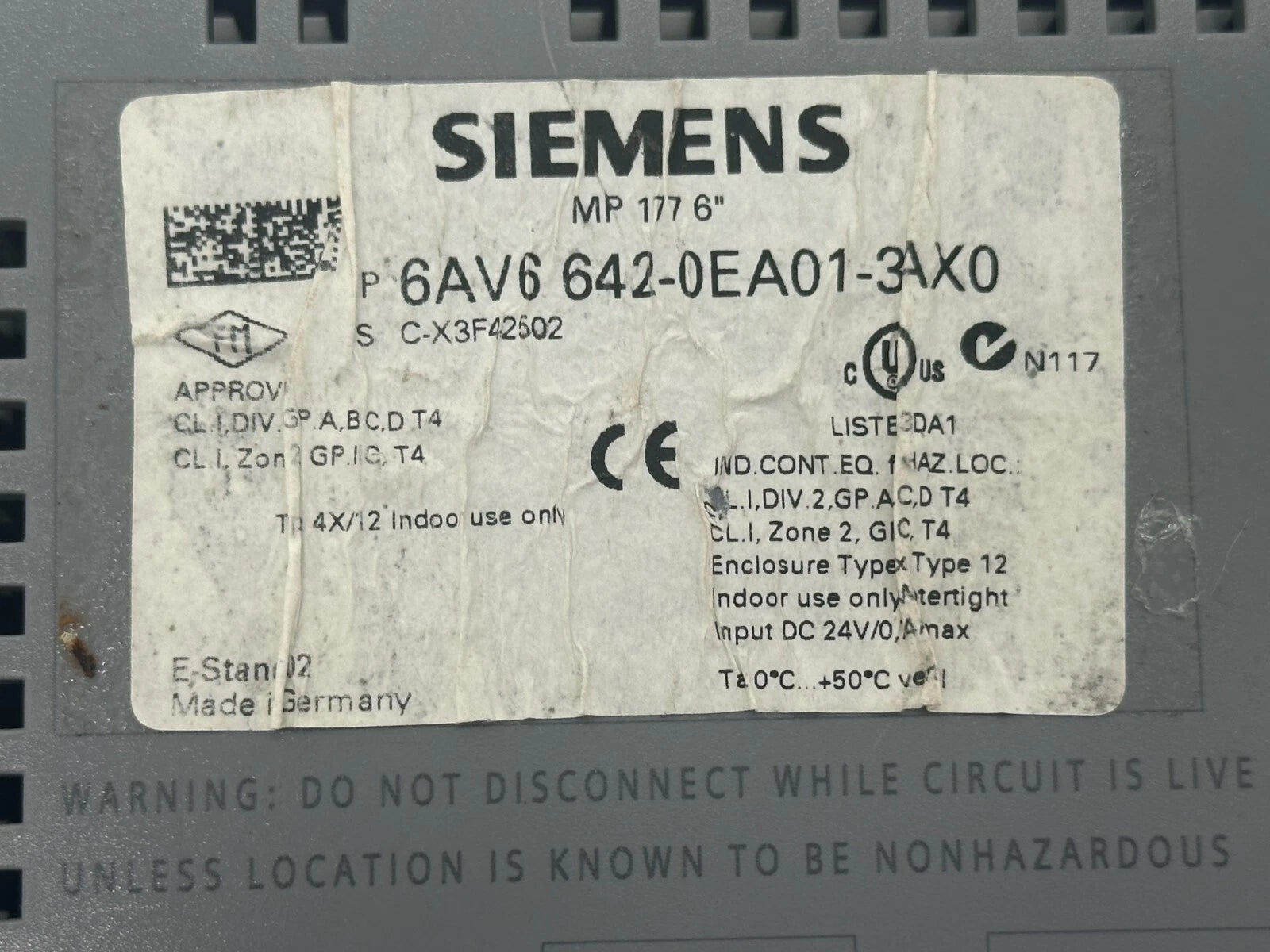 Siemens SIMATIC Multi Panel MP 177 6" Touch (6AV6642-0EA01-3AX0)