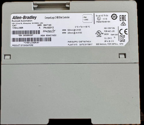Controlador PLC Allen-Bradley CompactLogix 1769-L33ER Ser.A, EtherNet/IP, 2 MB de memoria