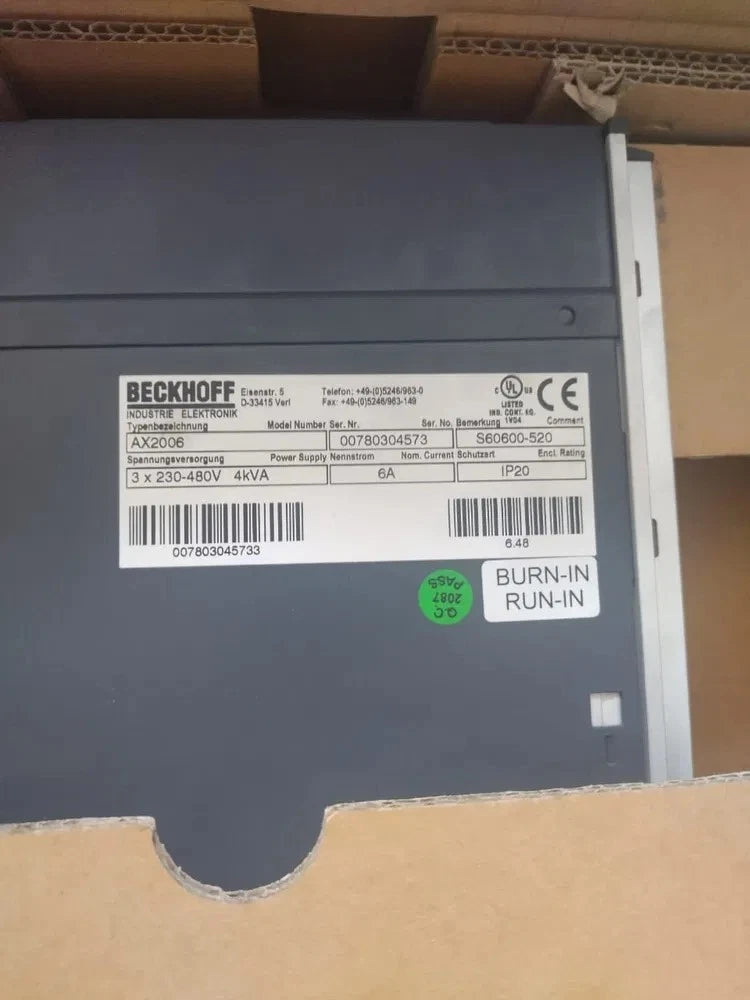 Servoaccionamiento Beckhoff AX2006 3 x 230–480 V, 4 kVA, 6 A, servoamplificador industrial IP20 | S60600-520