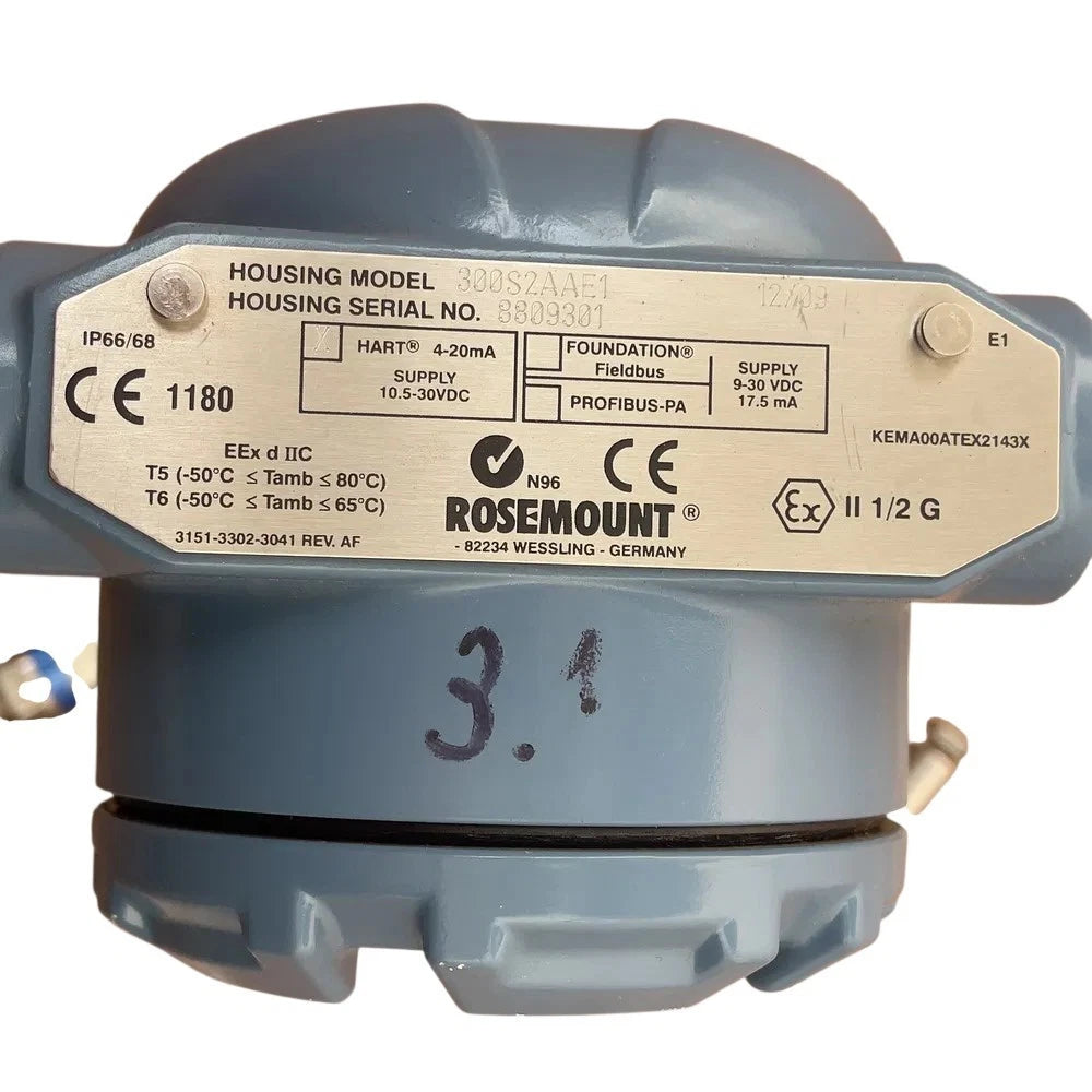Rosemount 3051S1CD1A2E12A2AB4E1Q4 Intelligenter Drucktransmitter 2000 PSI / 138 bar + Gehäuse 300S2AAE1 + C305121124-0000, Ex d IIC, HART / FOUNDATION Feldbus