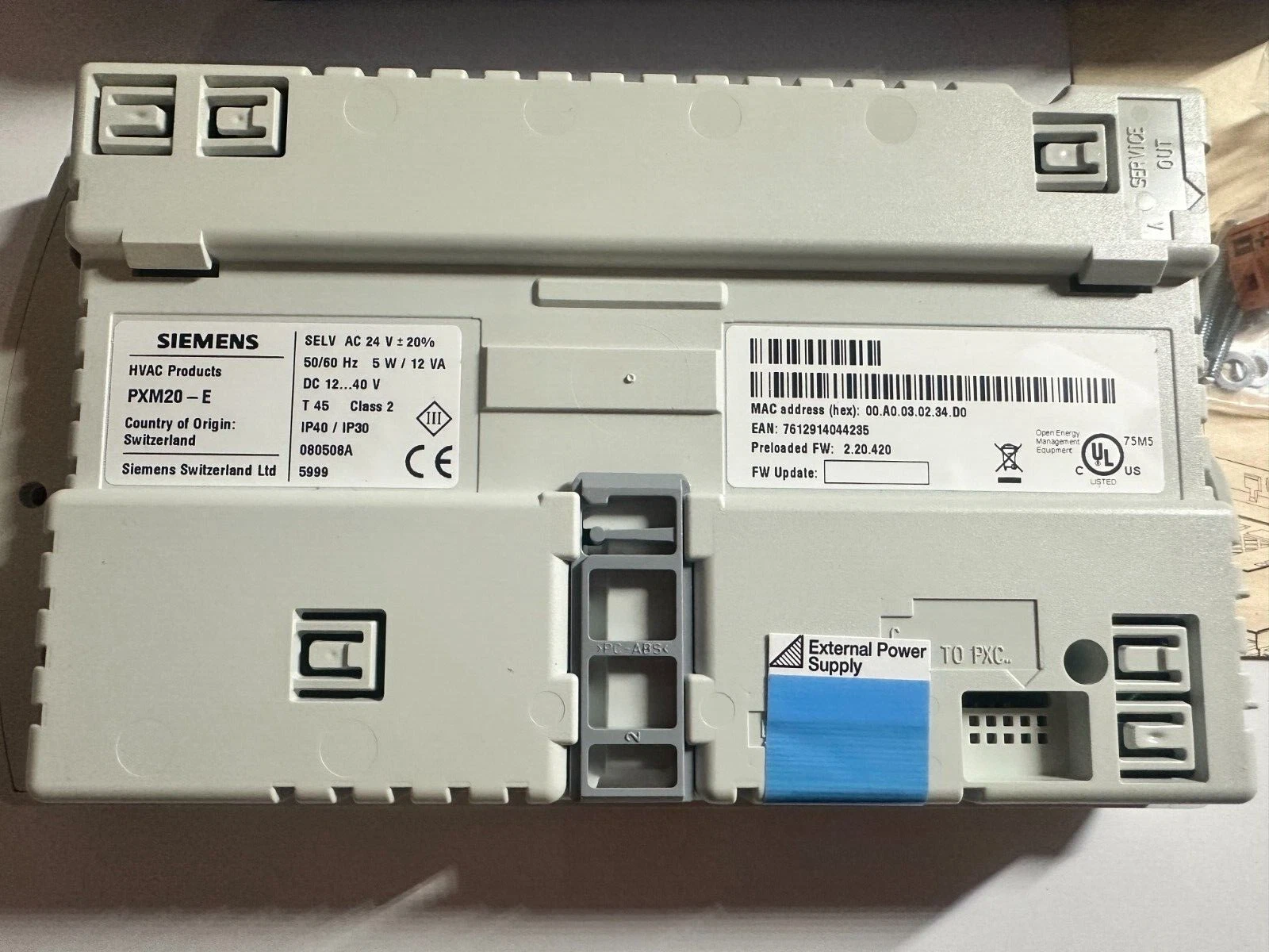 Siemens PXM20-E FW 2.20.420 Control Panel