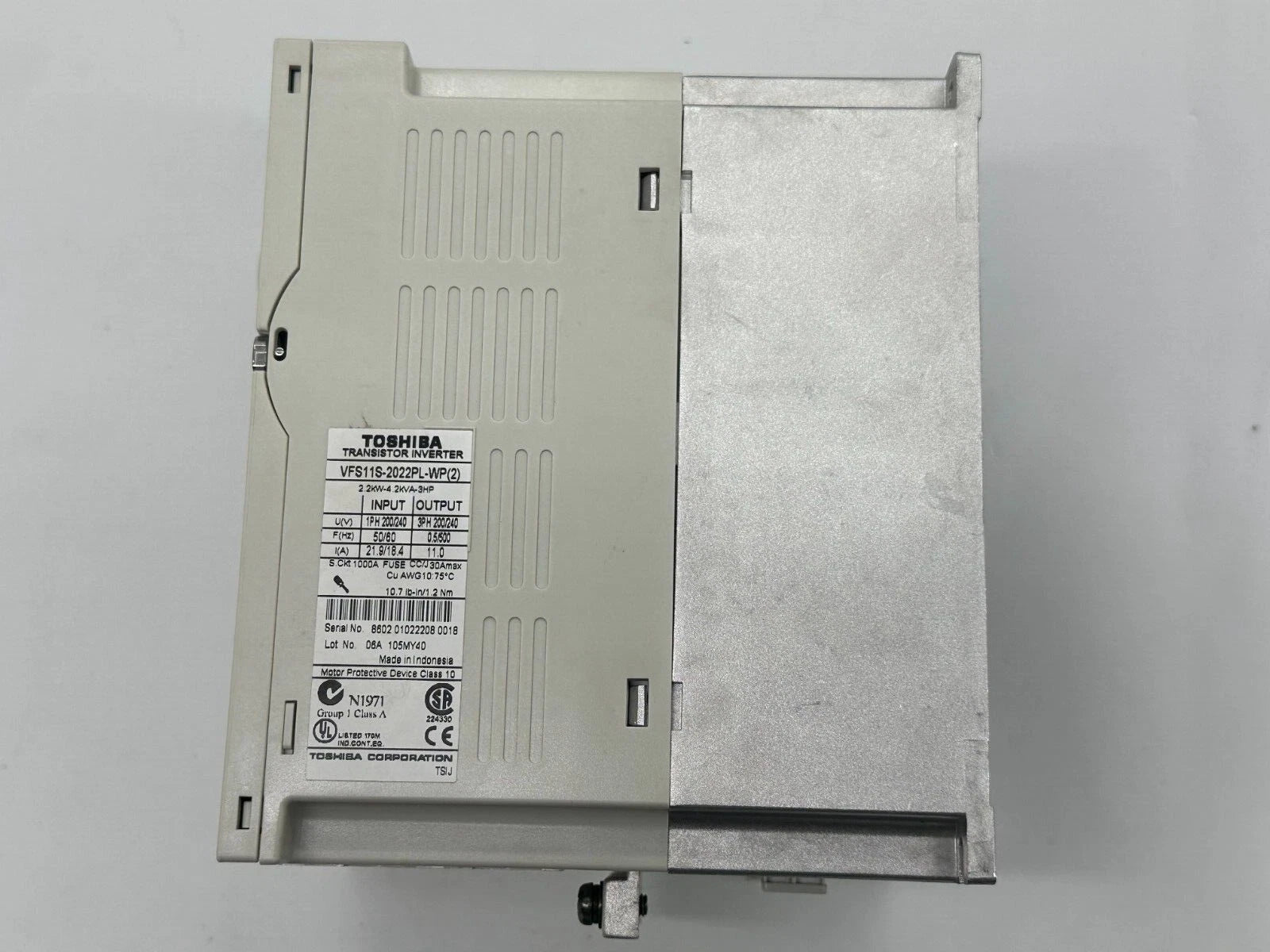 Toshiba VFS11S-2022PL-WP Inverter | 2.2kW 3HP VFD 200–240V