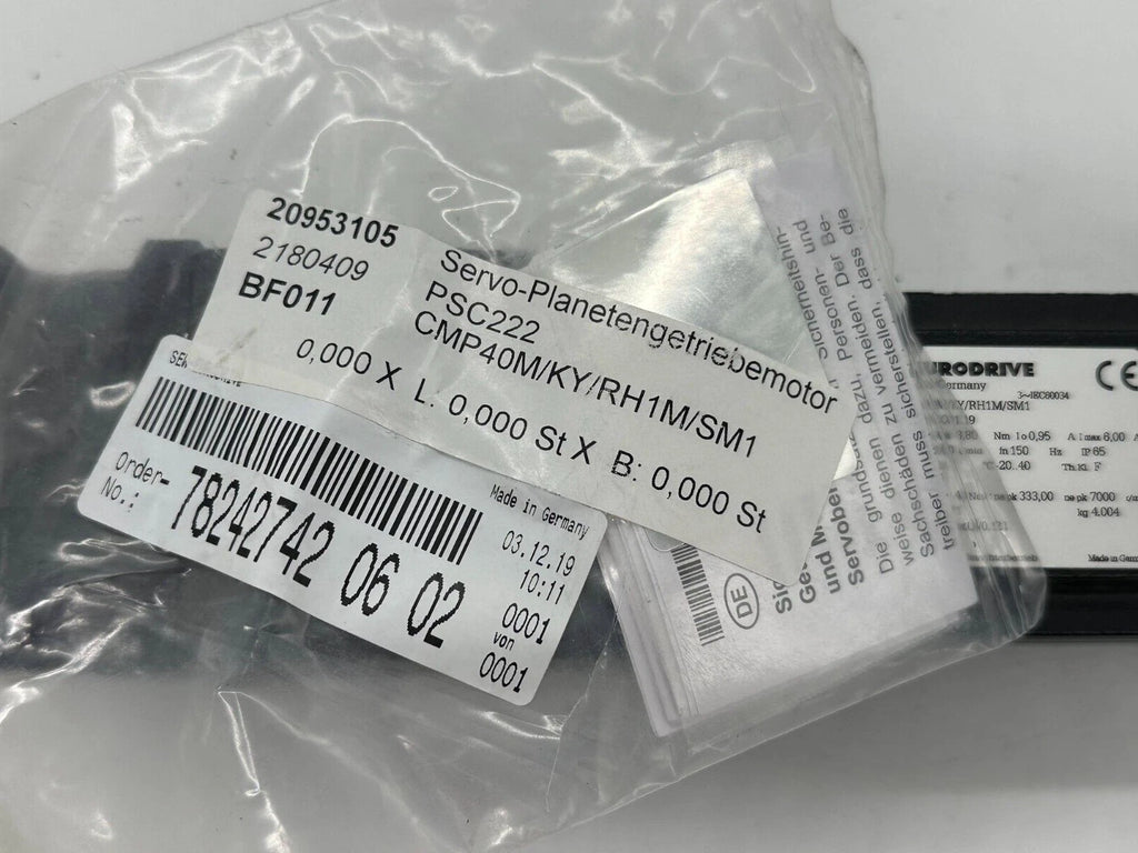 SEW-EURODRIVE PSC222 CMP40M/KY/RH1M/SM1 Servo Planetary Gearmotor i=21.00 IP65 400V