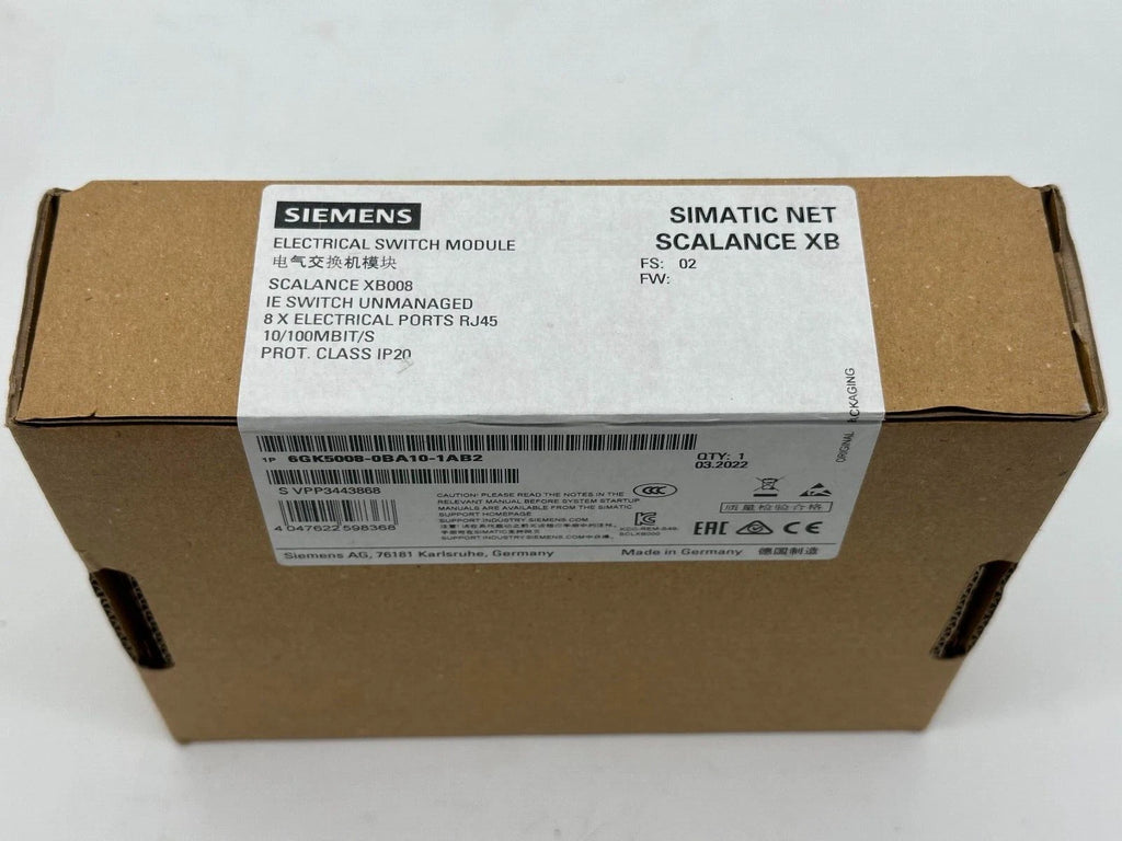 SIEMENS Ethernet Switch 6GK5008-0BA10-1AB2 SIMATIC NET SCALANCE XB008