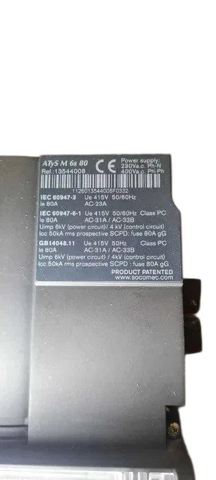 SOCOMEC ATyS M 6s 80 Automatischer Umschalter | 4P 80A | 230/400 V