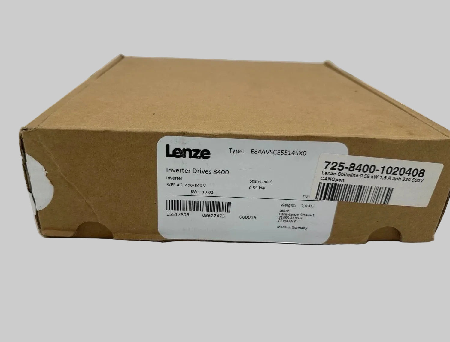 Inversor de frecuencia Lenze 8400 StateLine C E84AVSCE5514SX0 | 0,55 kW | Trifásico 400–500 V | CANopen