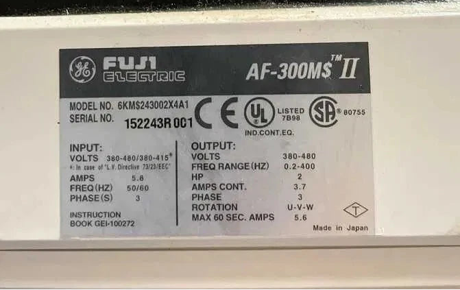Fuji Electric AF-300MS II 6KMS243002X4A1 Variador de frecuencia (VFD) de 2 HP, 380-480 V, trifásico, Micro-Saver II
