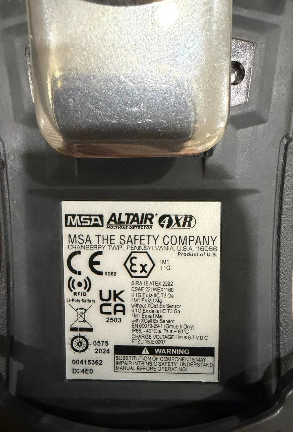 MSA ALTAIR 4XR 4-Gas-Detektor | UEG, O₂, H₂S, CO | ATEX | IP68