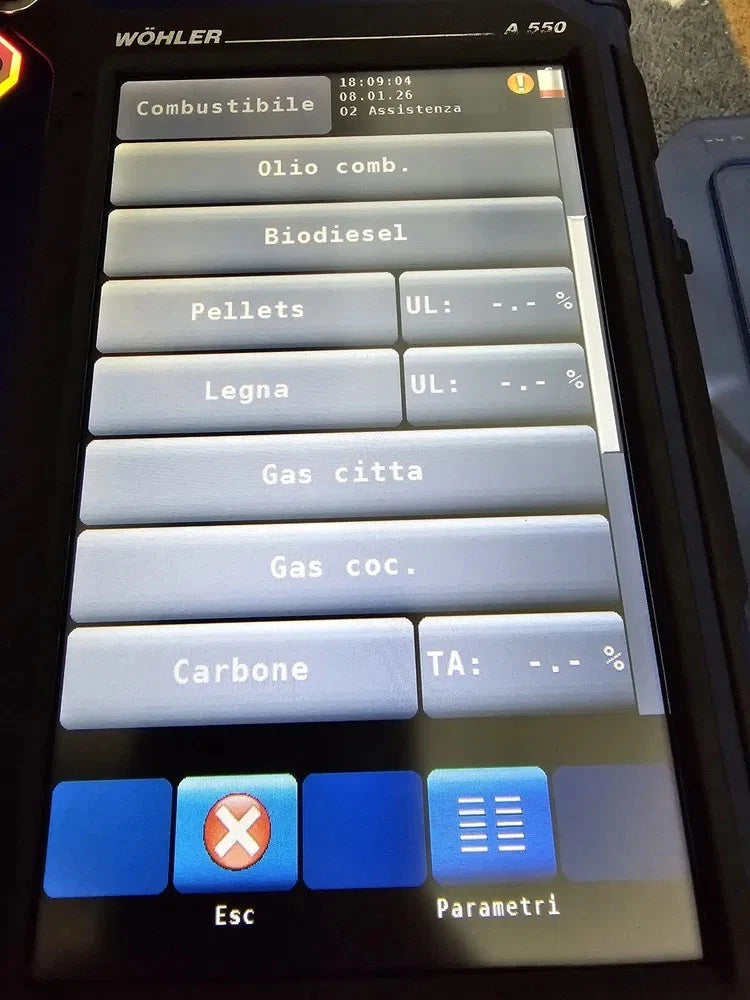 Wöhler A 550 Flue Gas Analyzer | O₂ CO H₂ Combustion Analysis | Multi-Fuel HVAC Tester