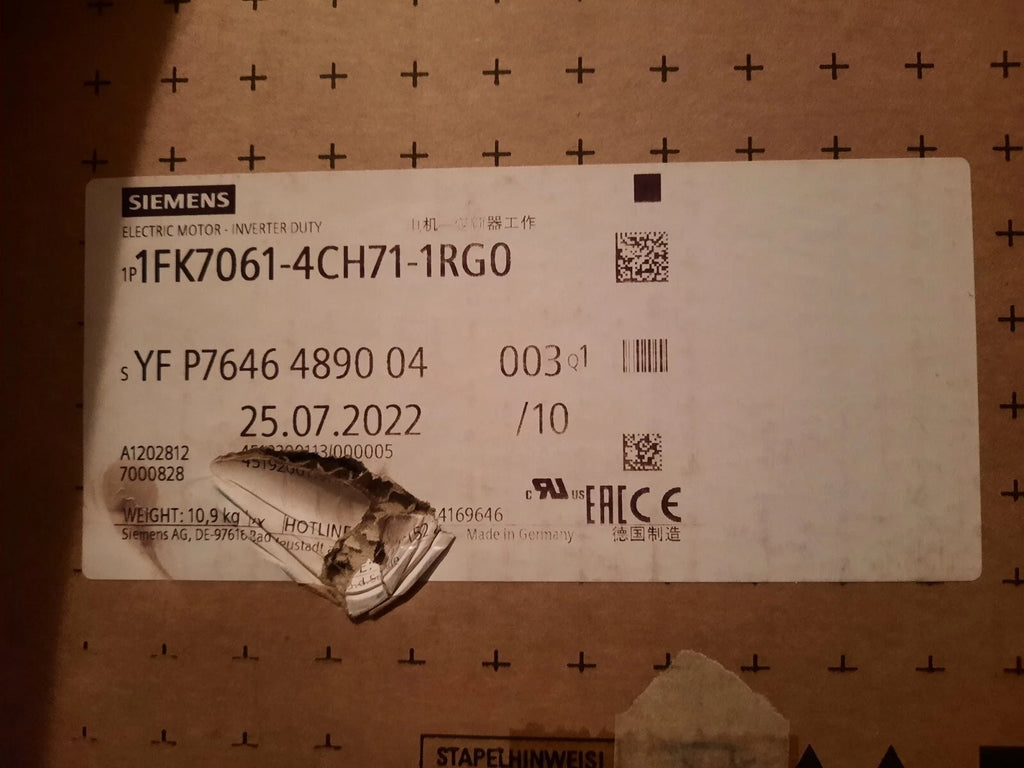 Siemens 1FK7061-4CH71-1RG0 Servomotor 2kW 6,4Nm 7500U/min IP64 SIMOTICS S 1FK7 Absolutwertgeber