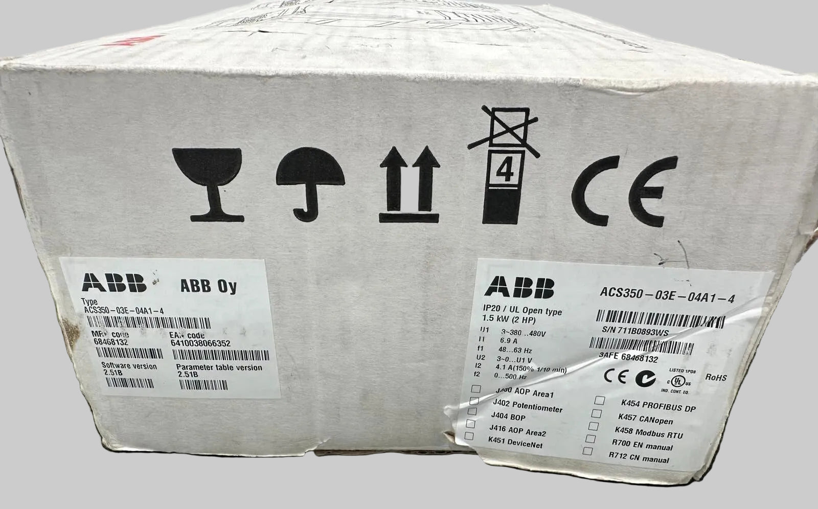 ABB inverter ACS350-03E-04A1-4  Pn 1,5kW, I2n 4,1A IP20