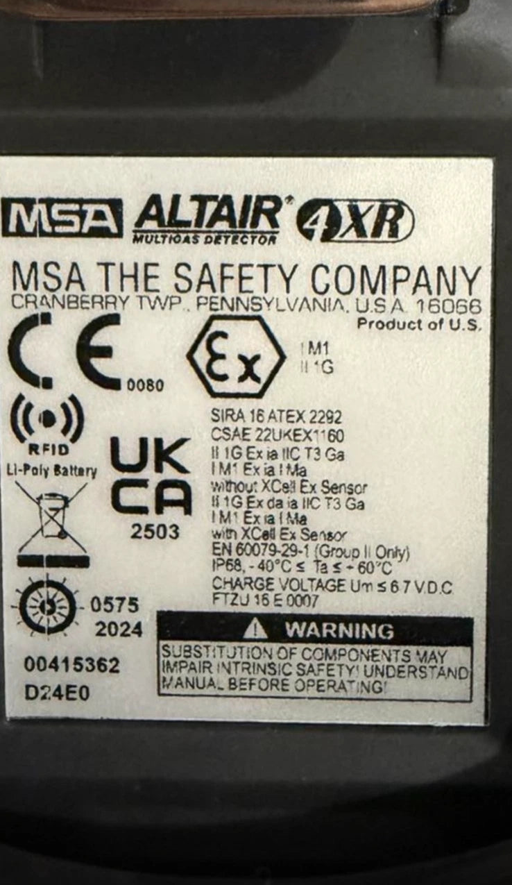 MSA ALTAIR 4XR 4-Gas-Detektor | UEG, O₂, H₂S, CO | ATEX | IP68