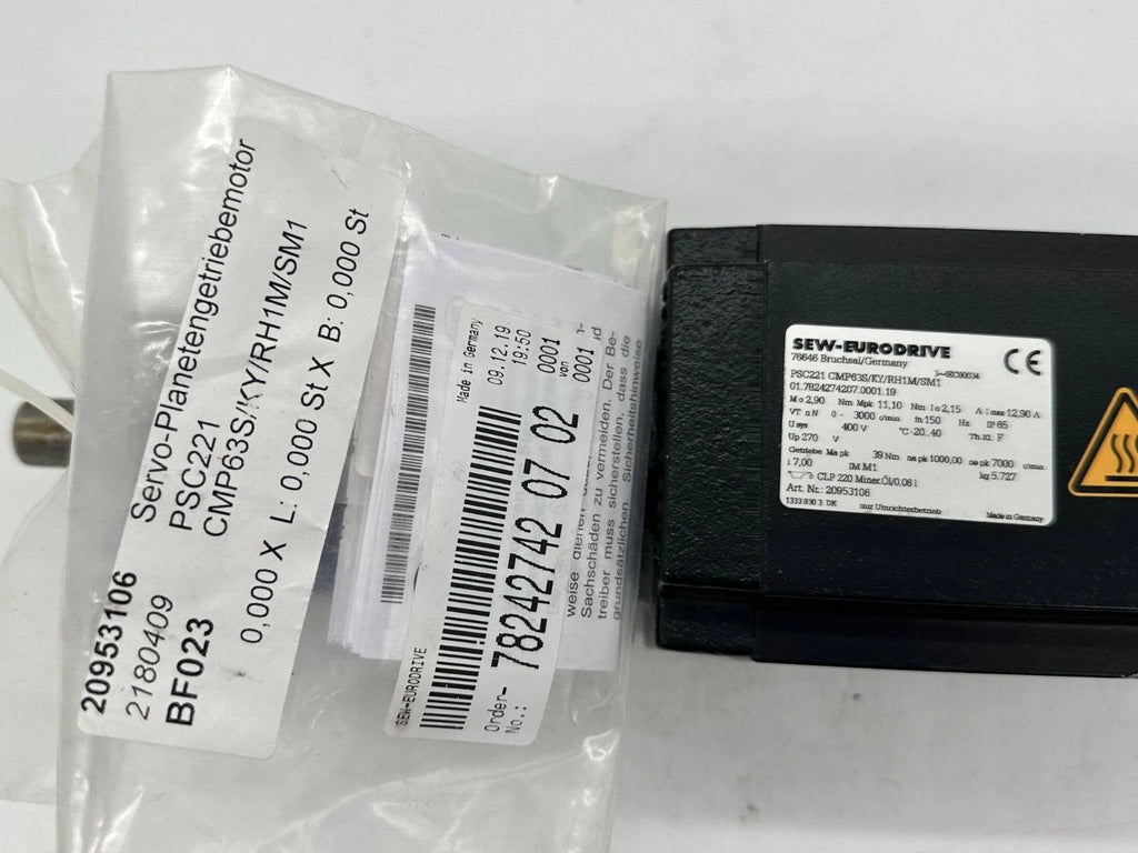 SEW-EURODRIVE PSC221 CMP63S/KY/RH1M/SM1 Servo Planetary Gearmotor i=7.00 IP65 400V