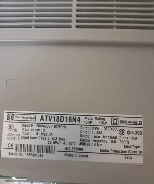 Telemecanique ATV18D16N4 Altivar 18 – 11kW 15HP – 380-460V VFD