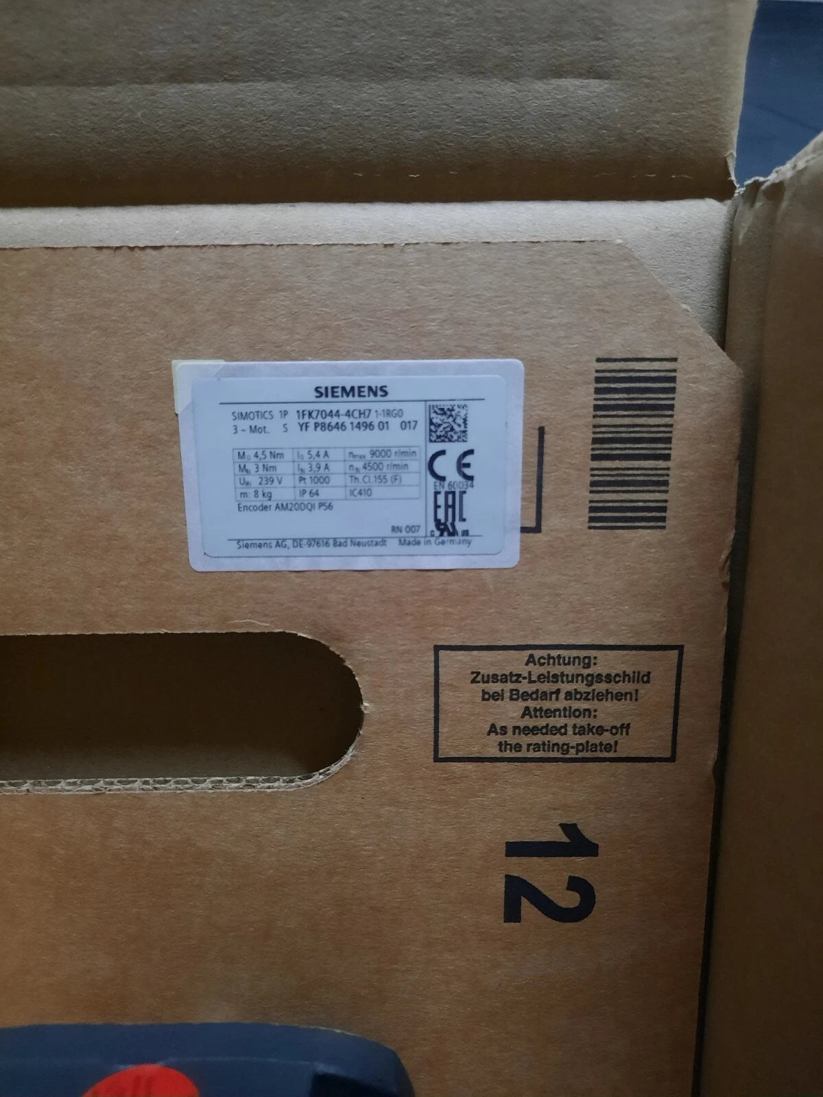 SIEMENS 1FK7044-4CH71-1RG0 Servo Motor – SIMOTICS S – 4.5 Nm – AM2000 Encoder