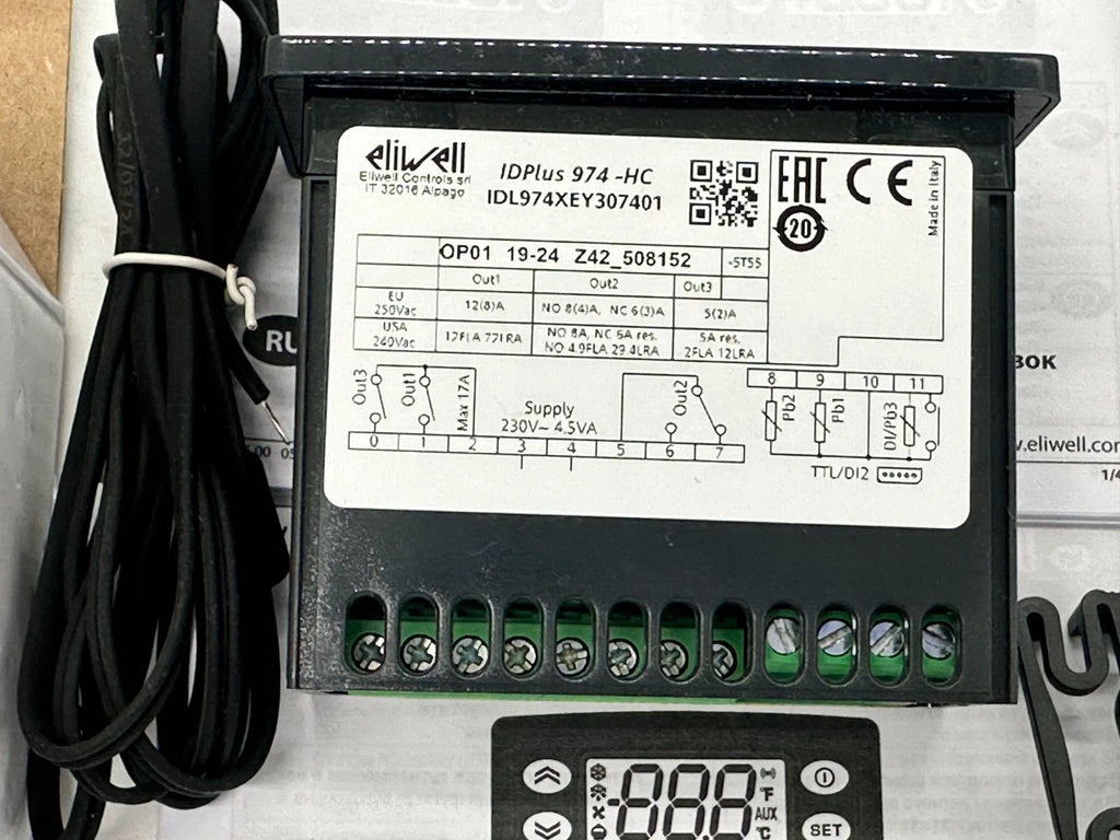 Controlador de temperatura digital Eliwell IDPlus 974-HC, 230 V CA, control de refrigeración (IDL974XEY307401)