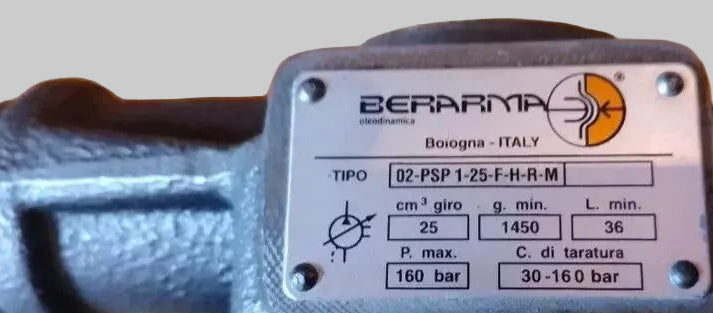 Berarma 02-PSP 1-25-F-H-R-M Hydraulic Vane Pump 25 cm³/rev 160 bar – Italy