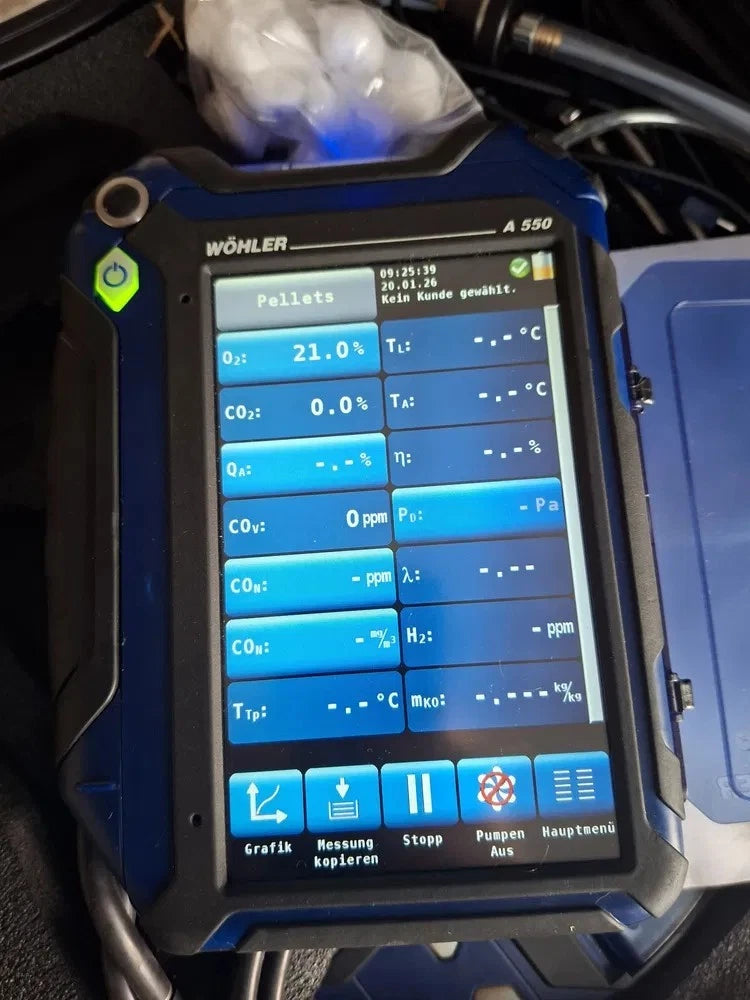 Wöhler A 550 Flue Gas Analyzer Kit | O₂ CO Combustion Analysis | DM 602 + TD 100 Printer