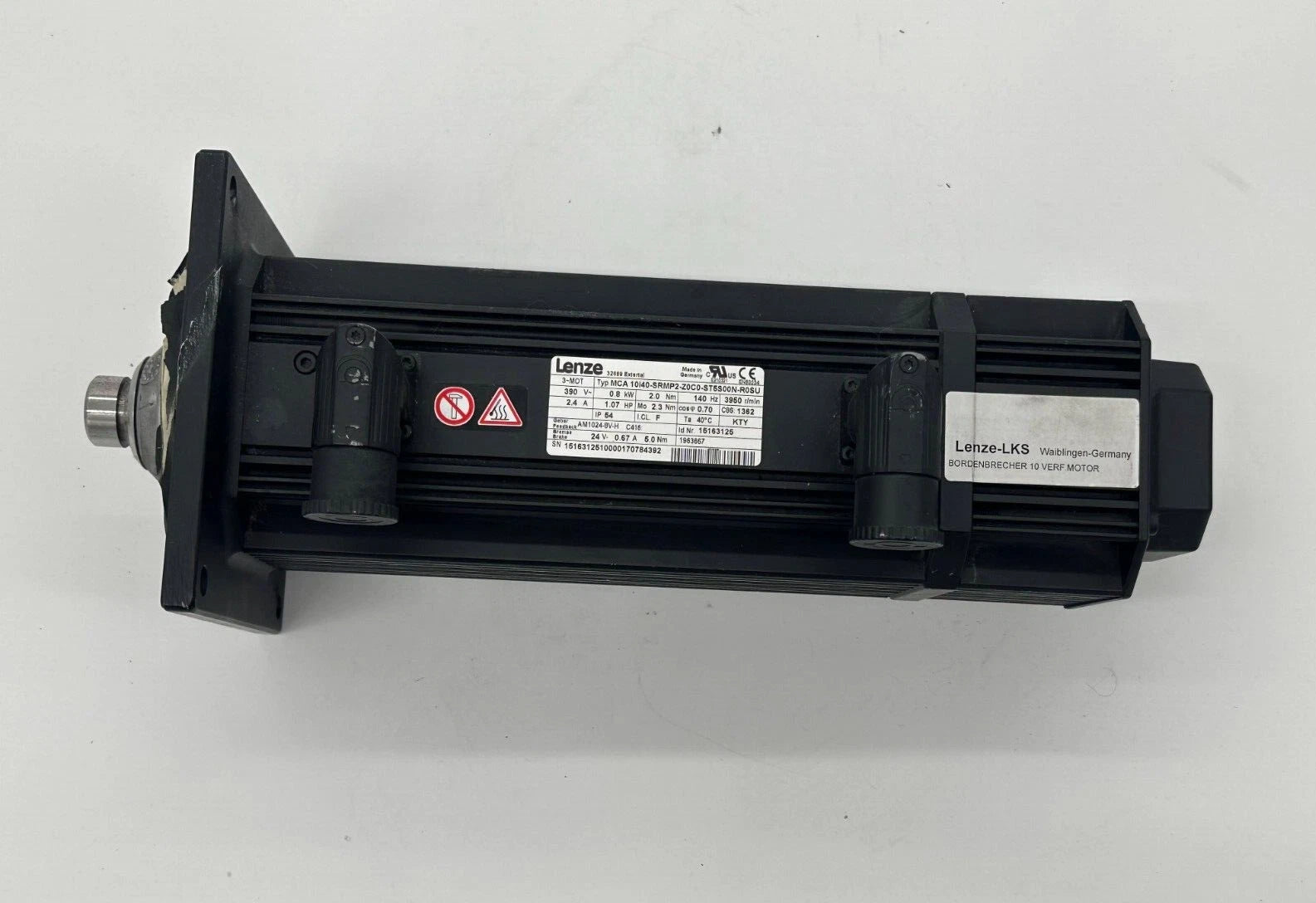 Lenze MCA 10/40-SRMP2-Z0C0-ST5S00N-ROSU AC Servo Motor, 0.8 kW, 390 V, Encoder AM1024-8V-H, Brake