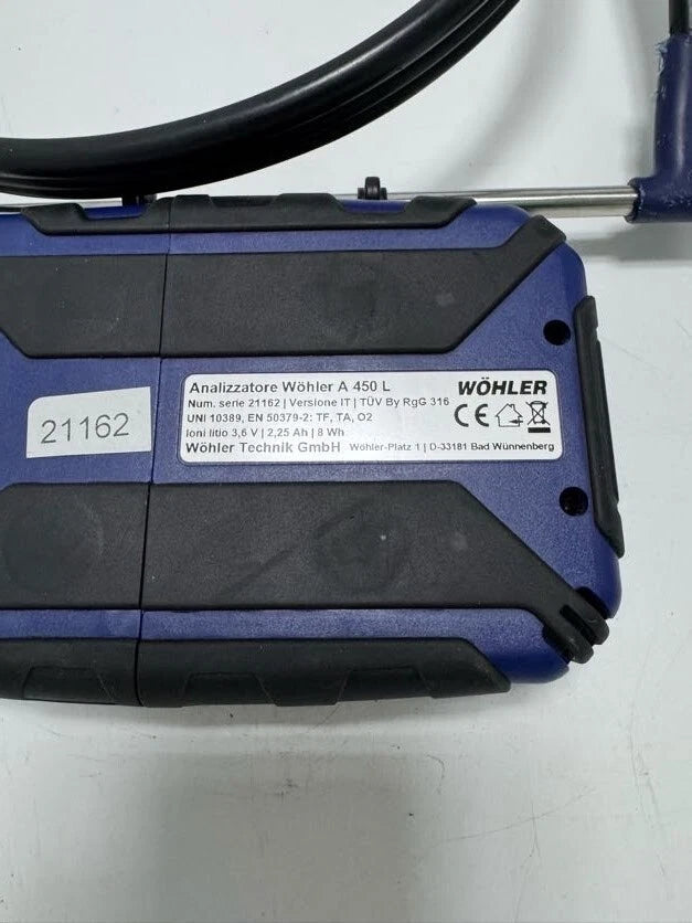 Wöhler A 450 Rauchgasanalysator – Verbrennungs- und Emissionstester (O₂, CO, CO₂, Temperatur, Zug)