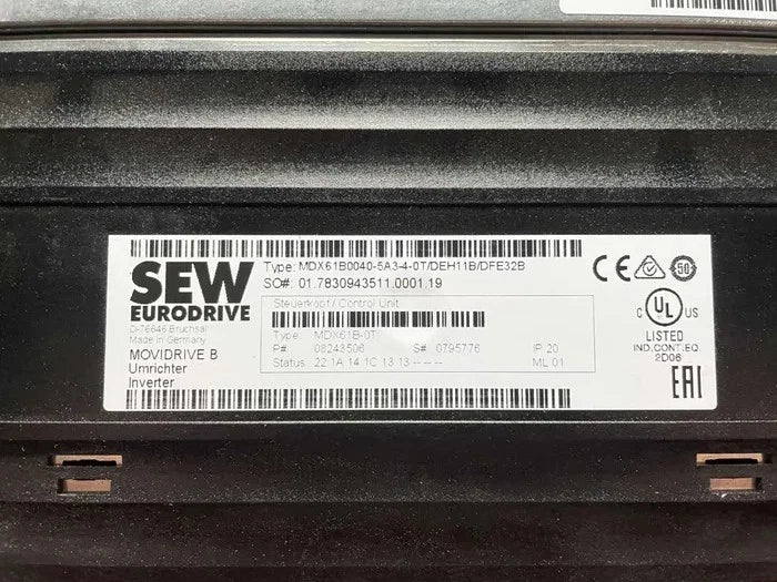 SEW MOVIDRIVE B MDX61B0040-5A3-4-0T + DEH11B + DFE32B | 400V VFD Inverter Drive