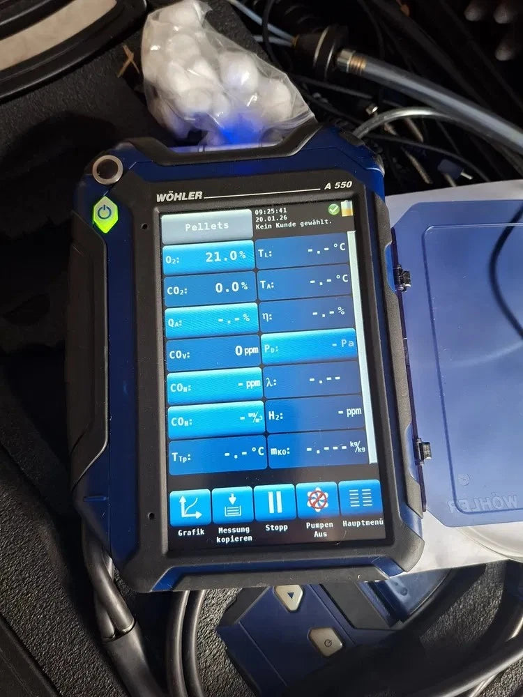 Wöhler A 550 Flue Gas Analyzer Kit | O₂ CO Combustion Analysis | DM 602 + TD 100 Printer