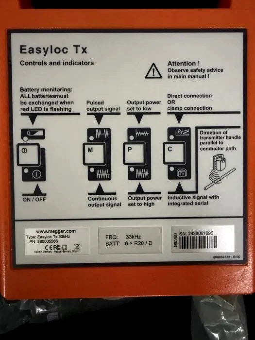 Megger Easyloc Tx Rx Kabel- und Rohrsuchgerät-Set 33 kHz Leitungsorter