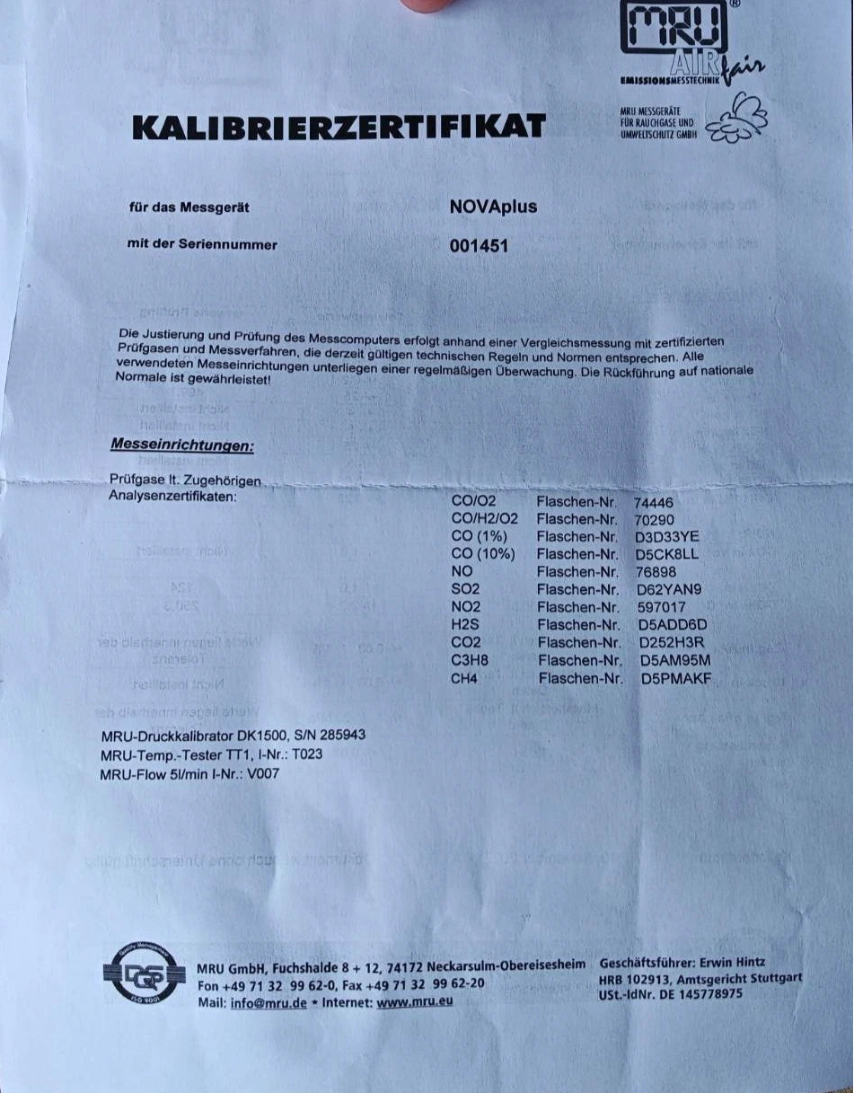 MRU NOVAplus RCU Rauchgasanalysator + NOVAplus Basiseinheit | 0–1100 °C | ±100 hPa