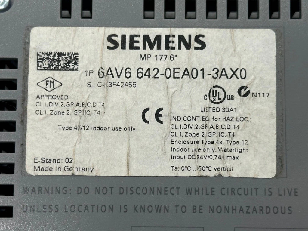 Siemens SIMATIC Multi Panel MP 177 6" Touch 6AV6642-0EA01-3AX0