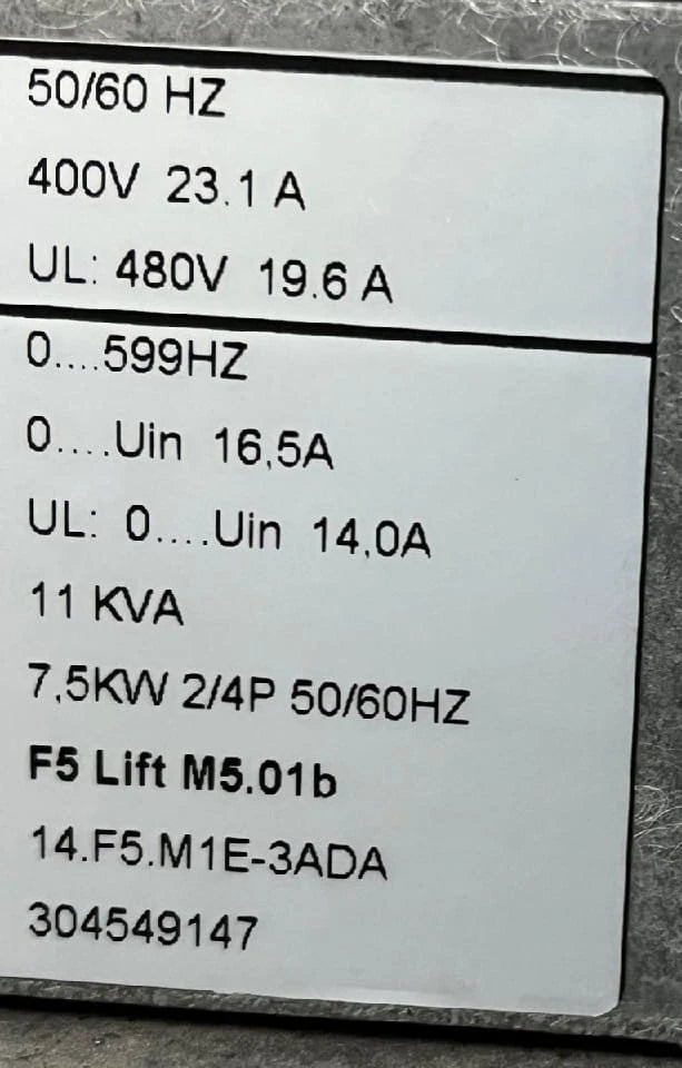Ascensor KEB COMBIVERT F5 14.F5.M1E-3ADA | Variador de frecuencia para ascensores de 7,5 kW | 400 V